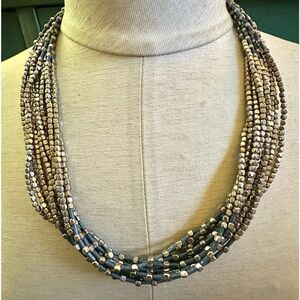 ZAD silver and blue multi strand statement necklace